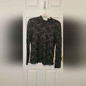 INC International Concepts Black and Gold Patterned Blouse